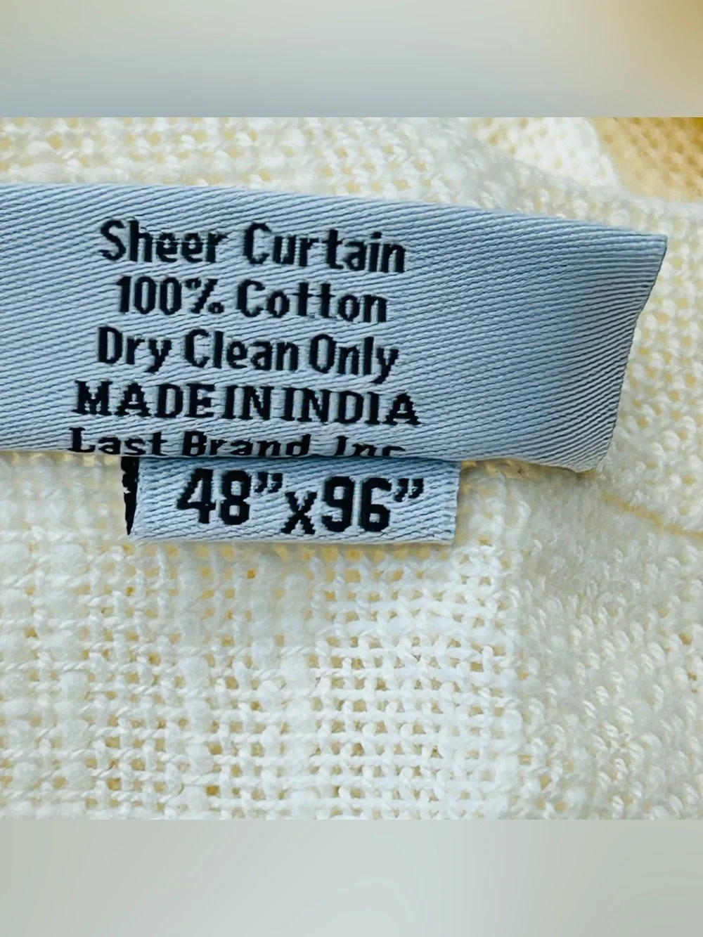 NWT QUINCE Set Of 2 48x96 Cotton Sheer Curtains Ivory 0220